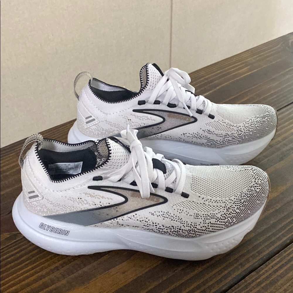 Brooks White and Black Athletic Shoes